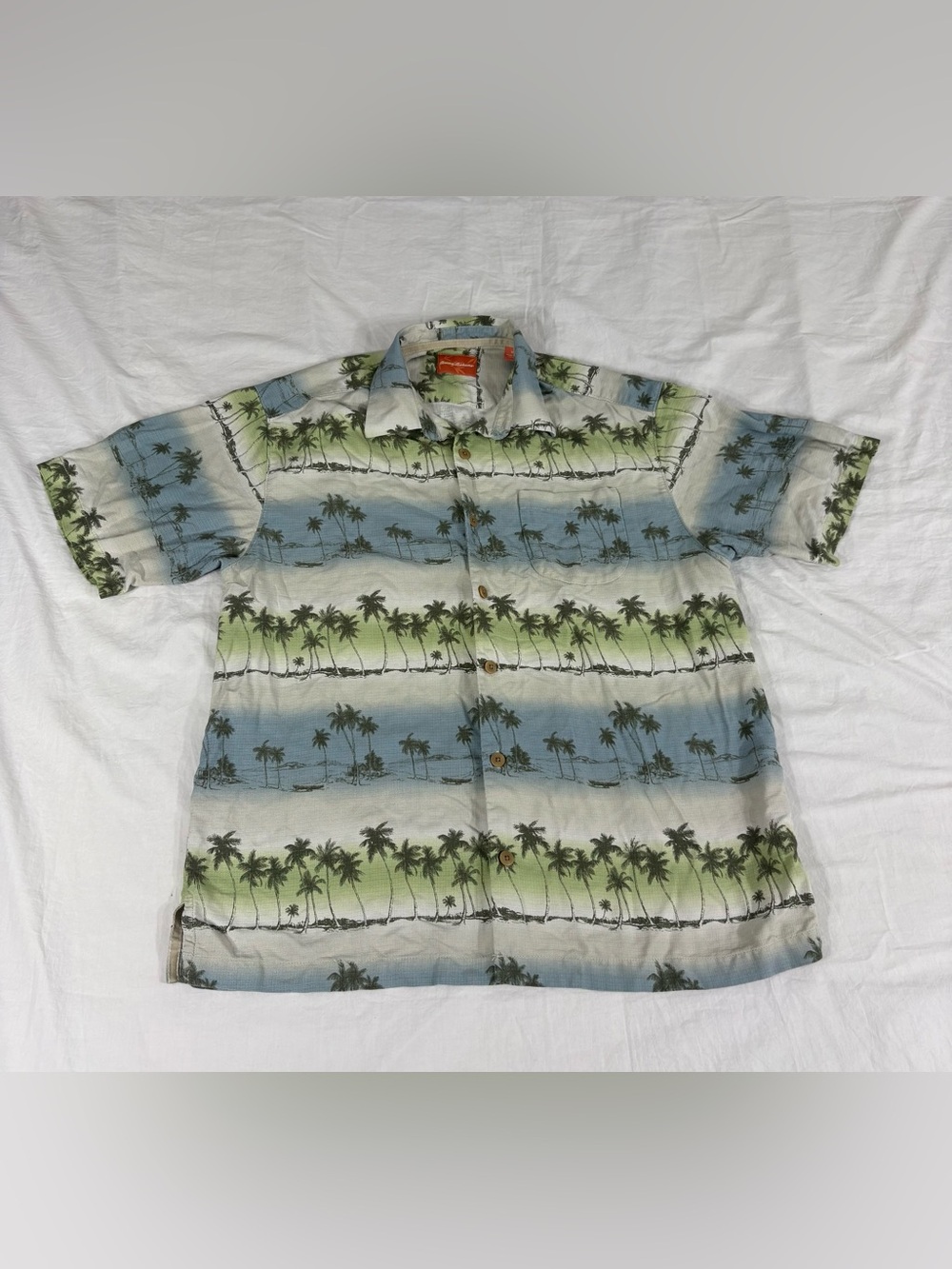 Tommy Bahama Mens Multicolor Hawaiian Short Sleeve Button Up Silk Shirt M